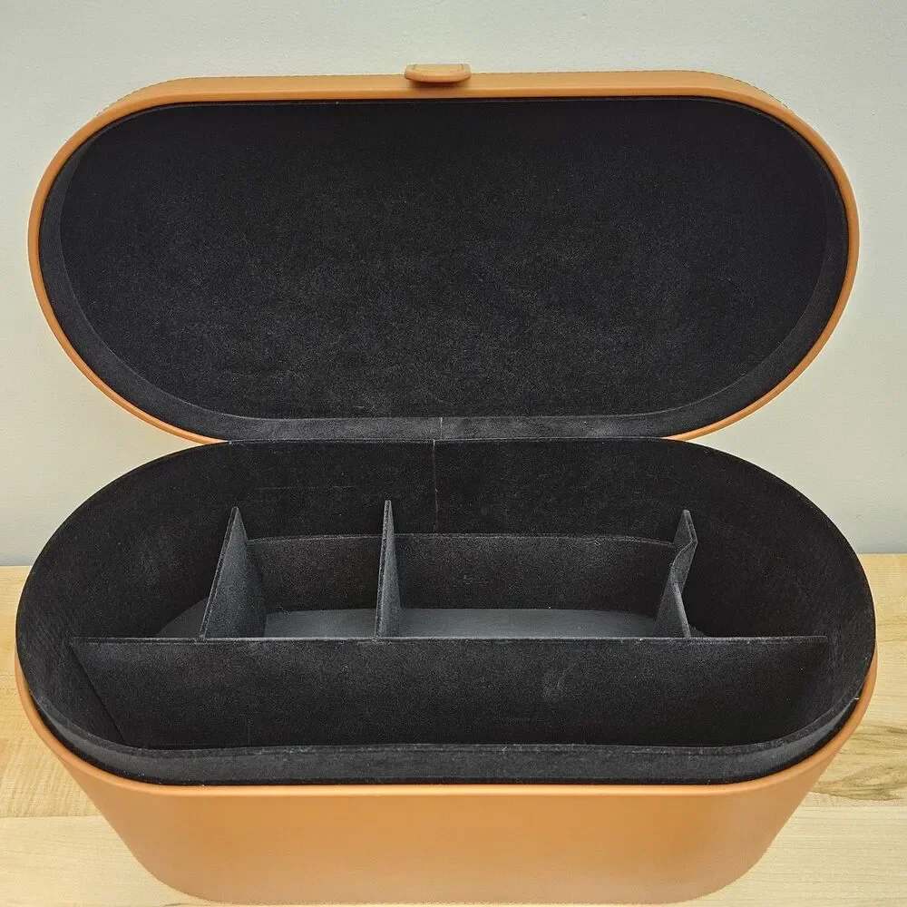 DYSON Airwrap Styler LARGE Brown Cognac Leather Storage Box Hard CASE ONLY - Picture 6 of 11